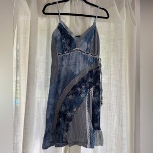 Anthropologie Blue Patchwork Mini Dress